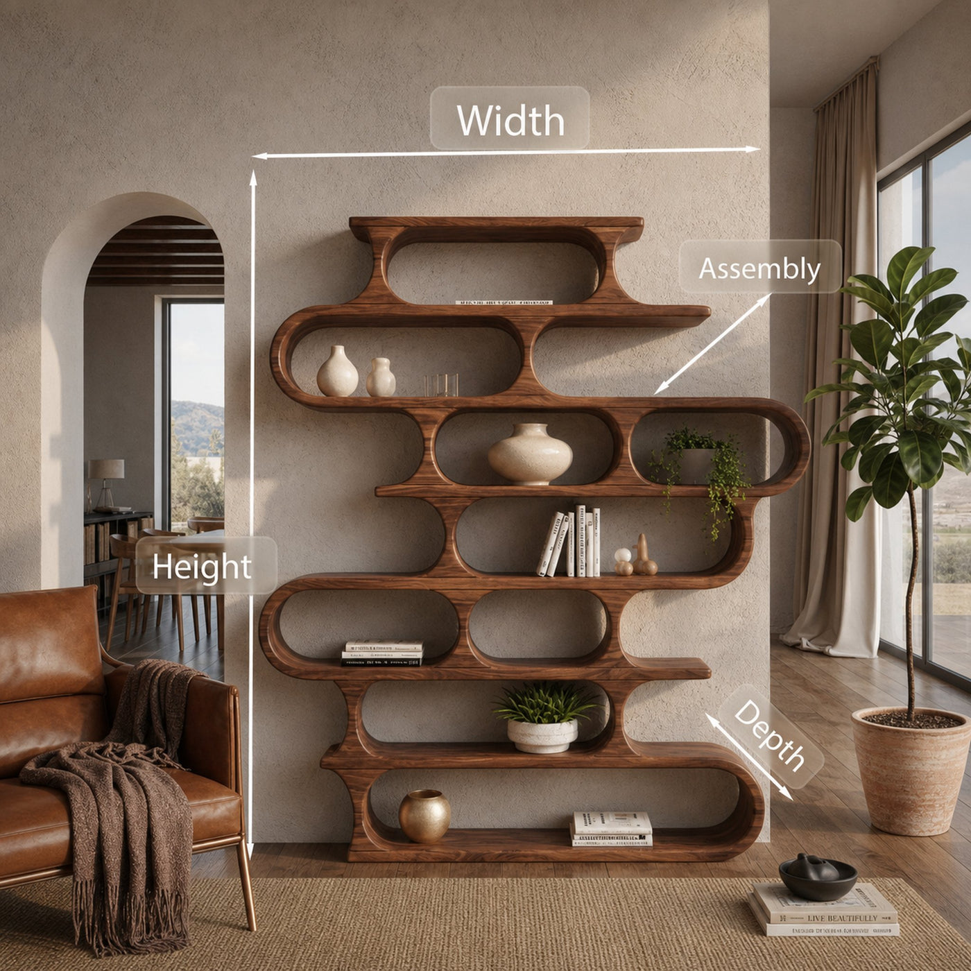 Organic Oval Bookshelf For Living Room Or Creative Studio - product view 8