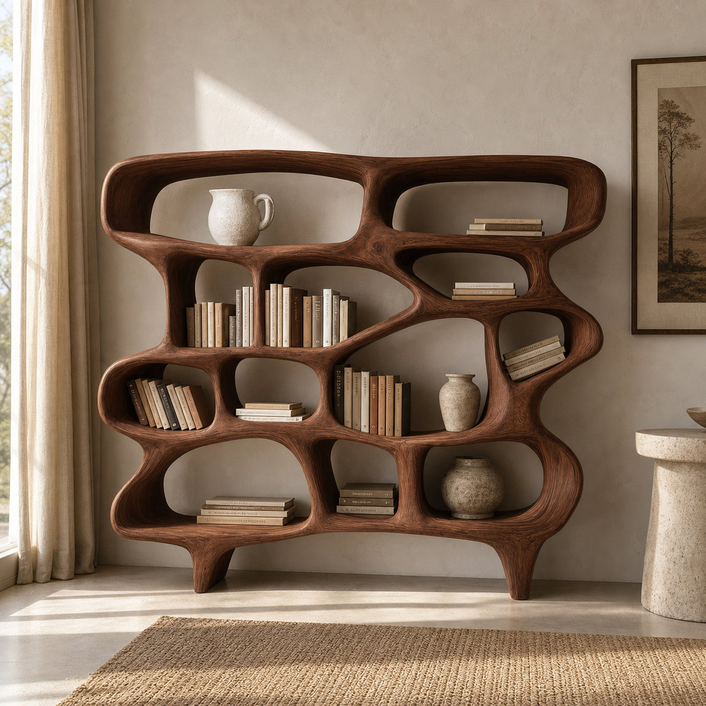Organic Sculptural Bookshelf For Living Room Or Office Decor - product view 7