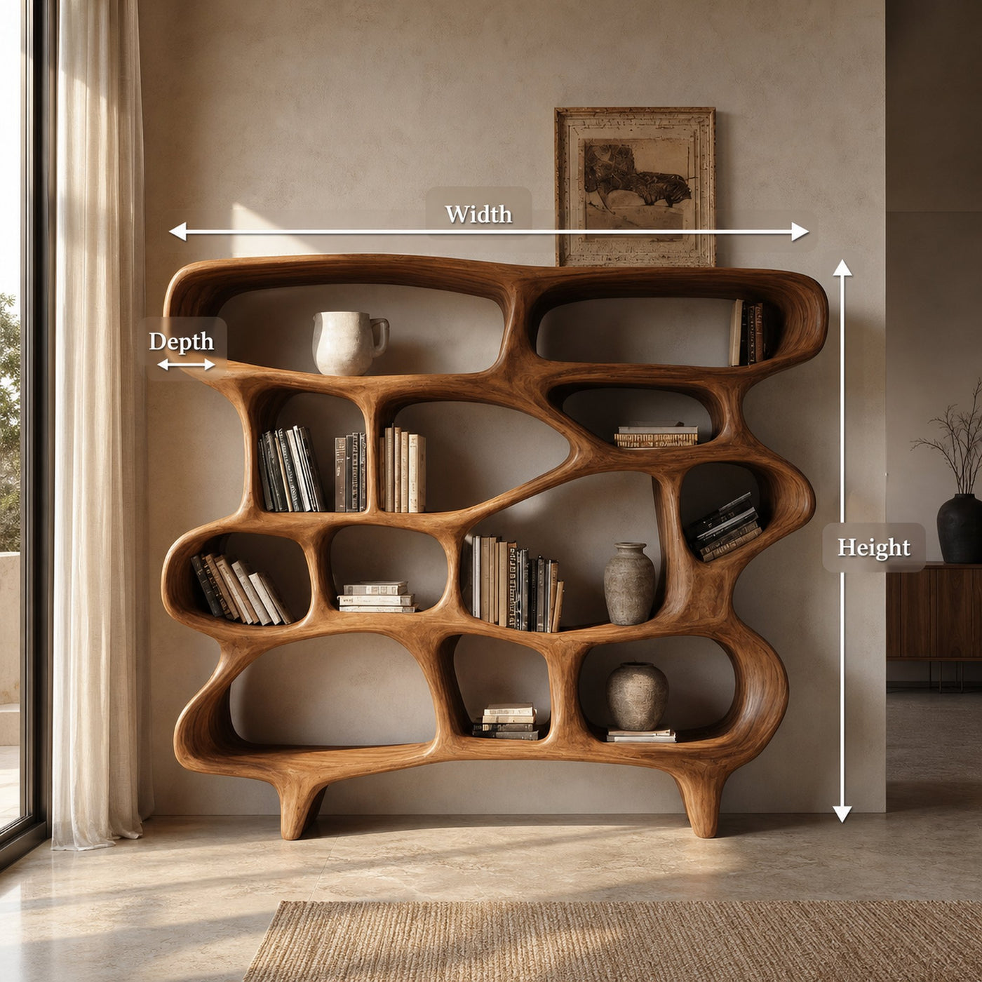 Organic Sculptural Bookshelf For Living Room Or Office Decor - product view 8
