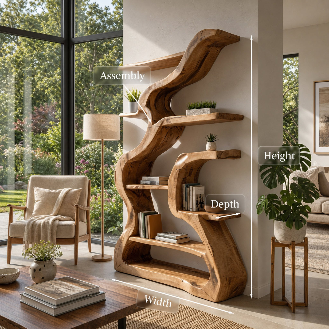Organic Sculptural Bookshelf With Curved Design For Living Room - product view 8