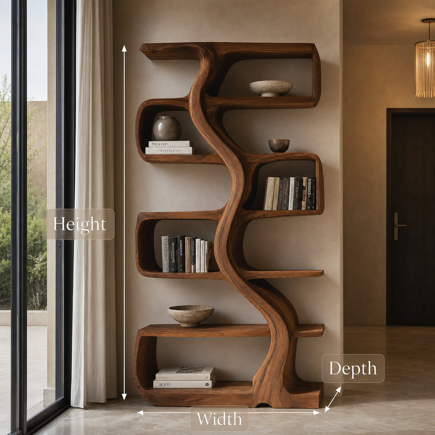 Organic Sculptural Bookshelf With Wavy Design For Living Room - product view 8