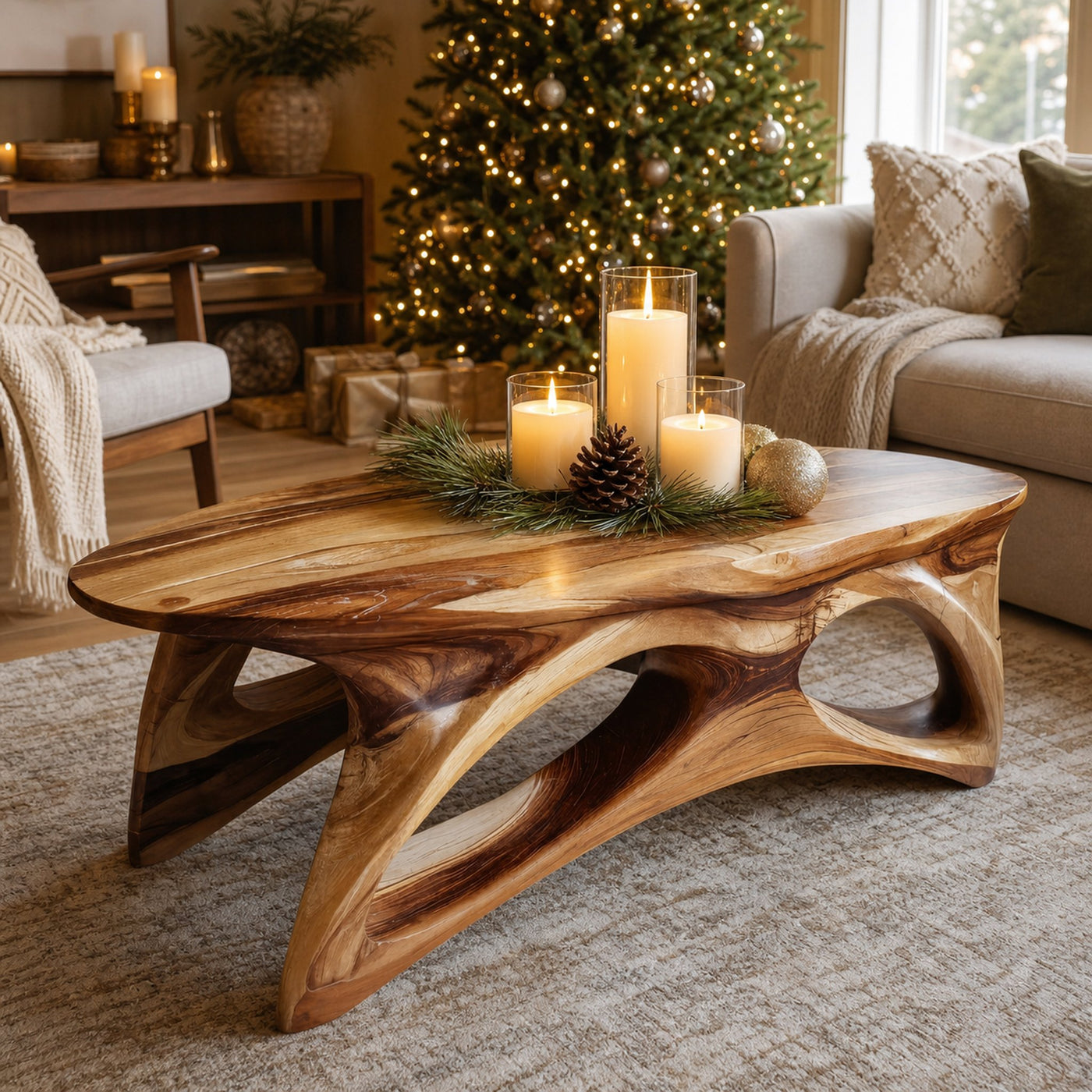 Organic Sculptural Coffee Table For Lounge Or Holiday Decoration