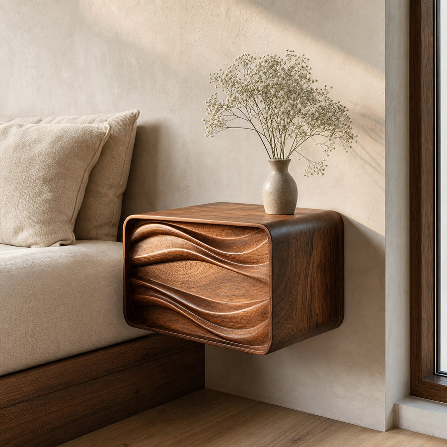 Organic Sculptural Floating Bedside Table For Bedroom Decor
