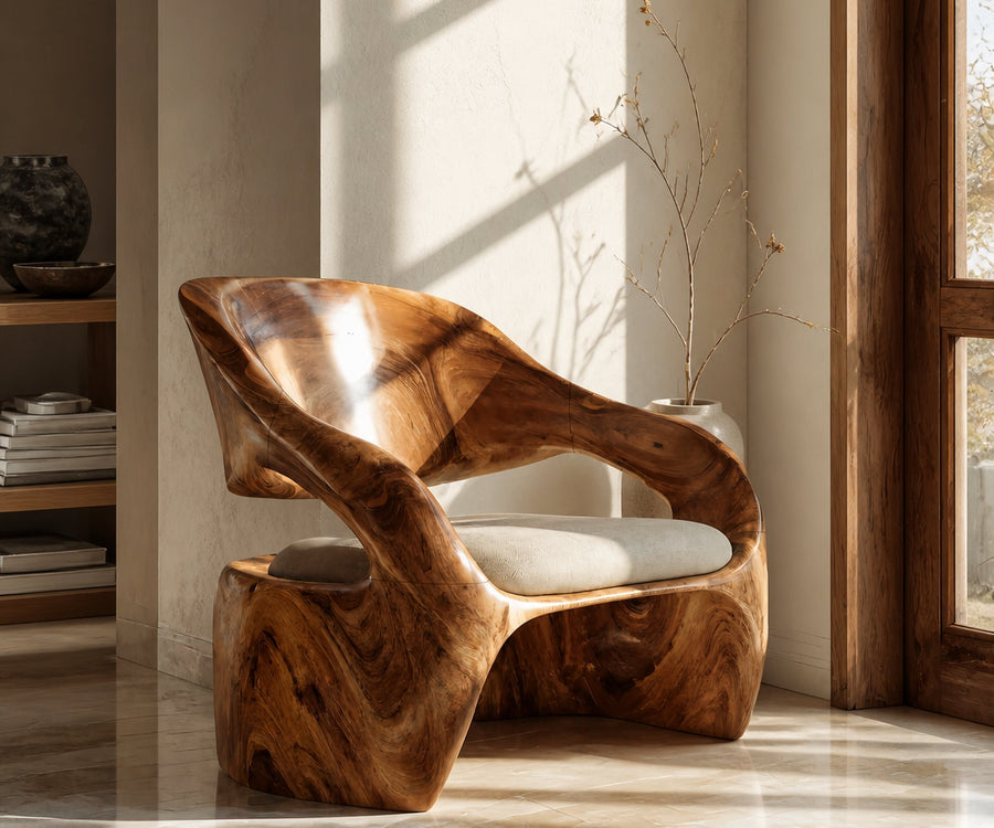 Organic Sculptural Lounge Chair For Living Or Bedroom