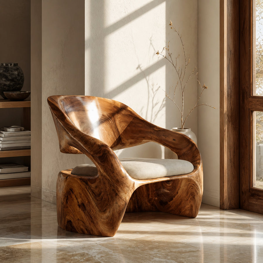 Organic Sculptural Lounge Chair For Living Or Bedroom