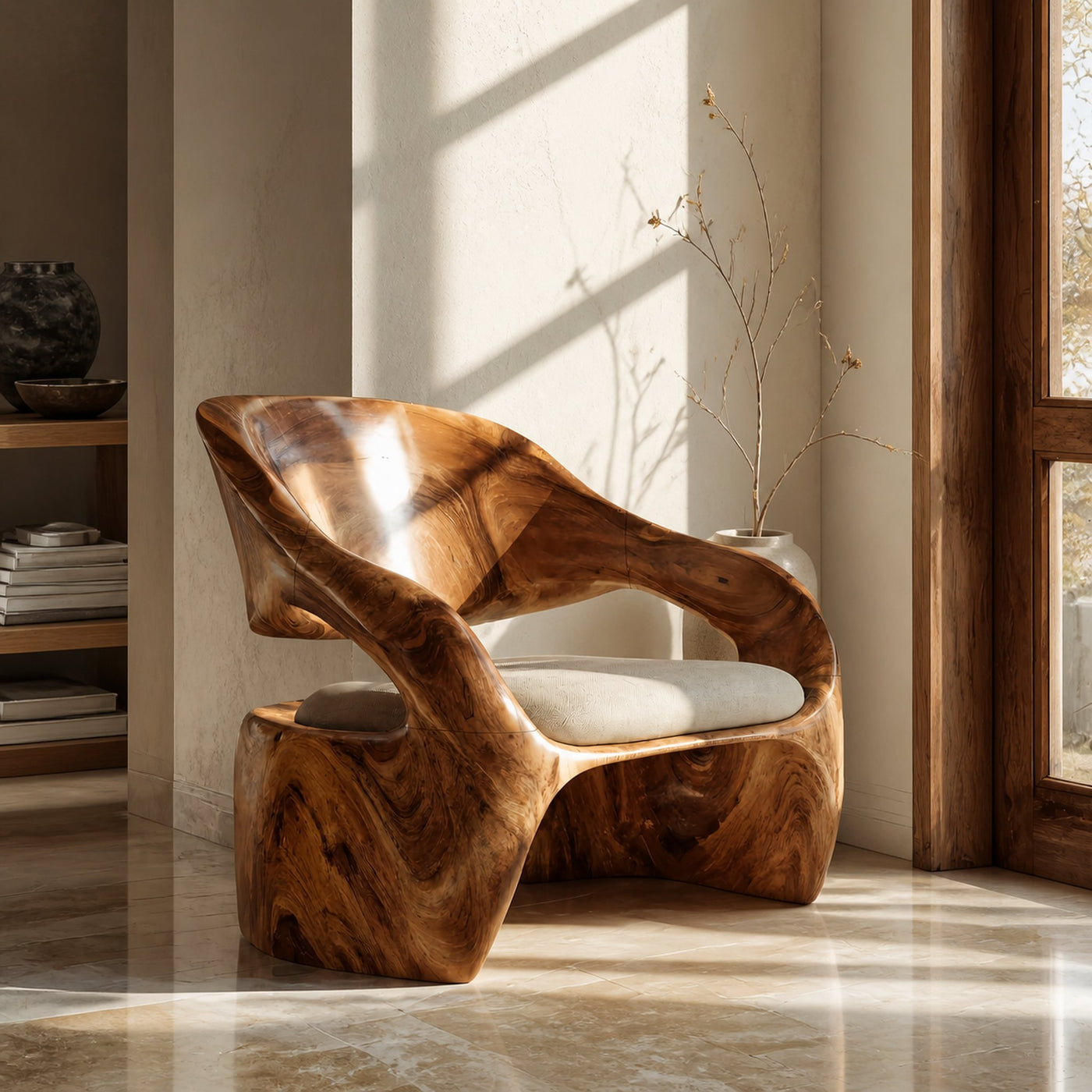 Organic Sculptural Lounge Chair For Living Or Bedroom