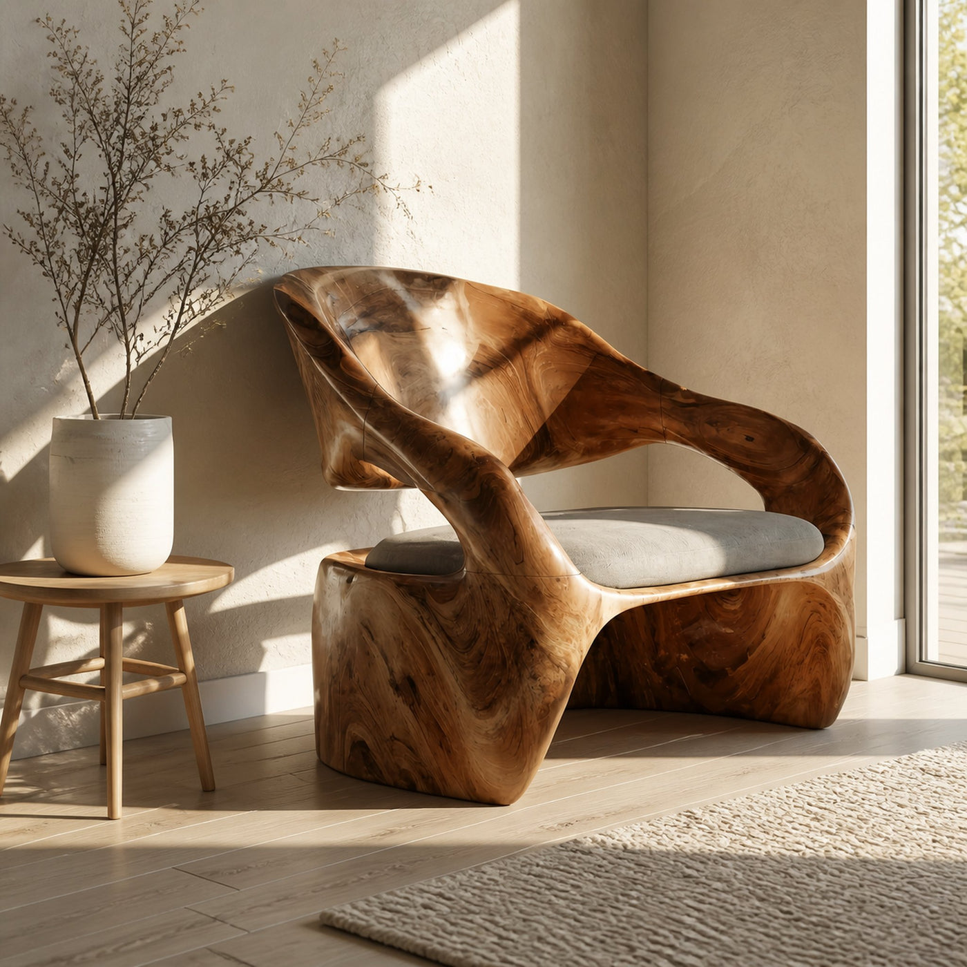 Organic Sculptural Lounge Chair For Living Or Bedroom - product view 6