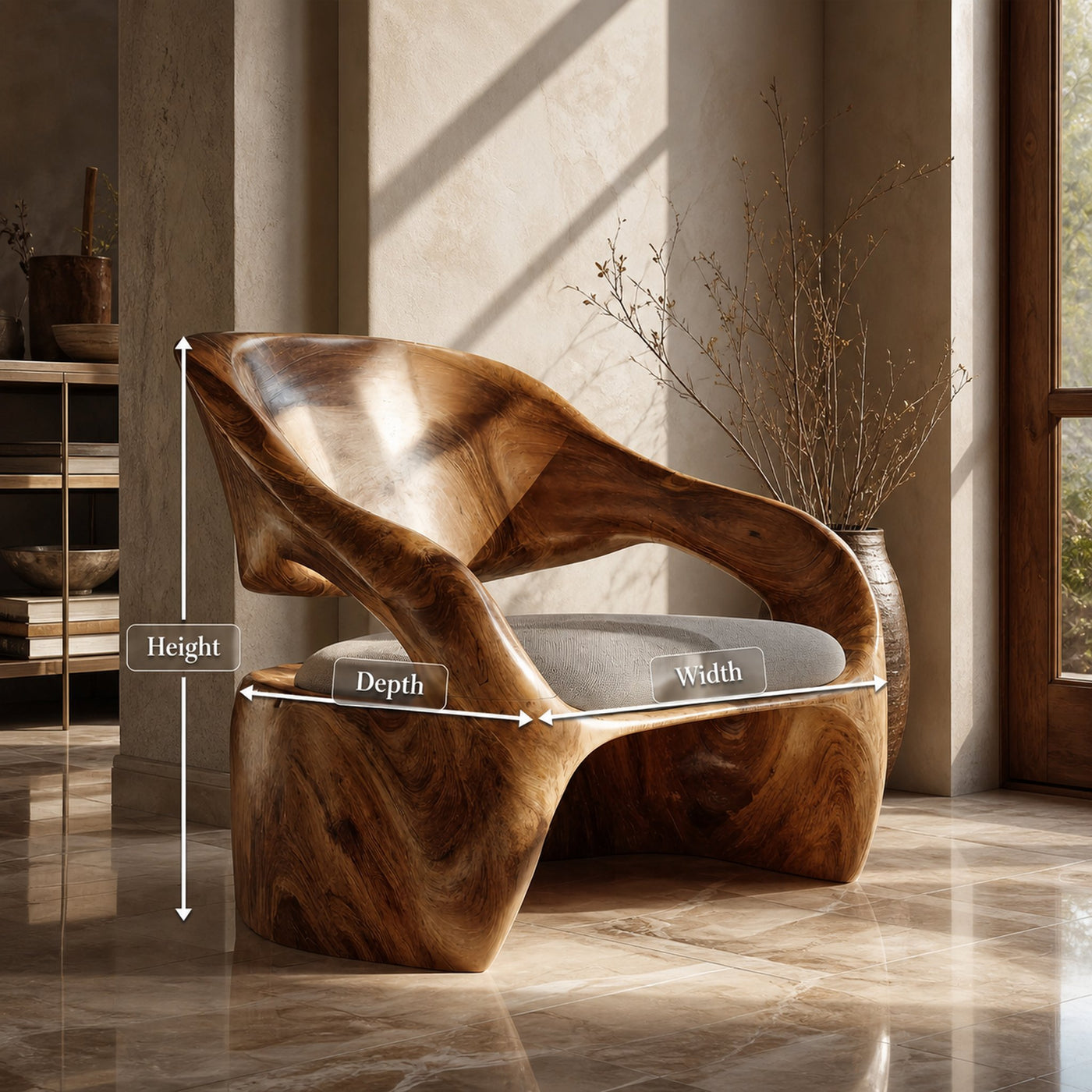 Organic Sculptural Lounge Chair For Living Or Bedroom - product view 8