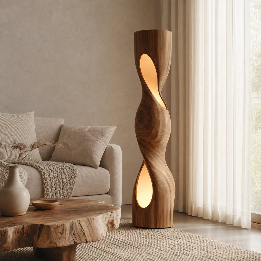 Organic Sculptural Twisted Floor Lamp For Living Room Or Bedroom