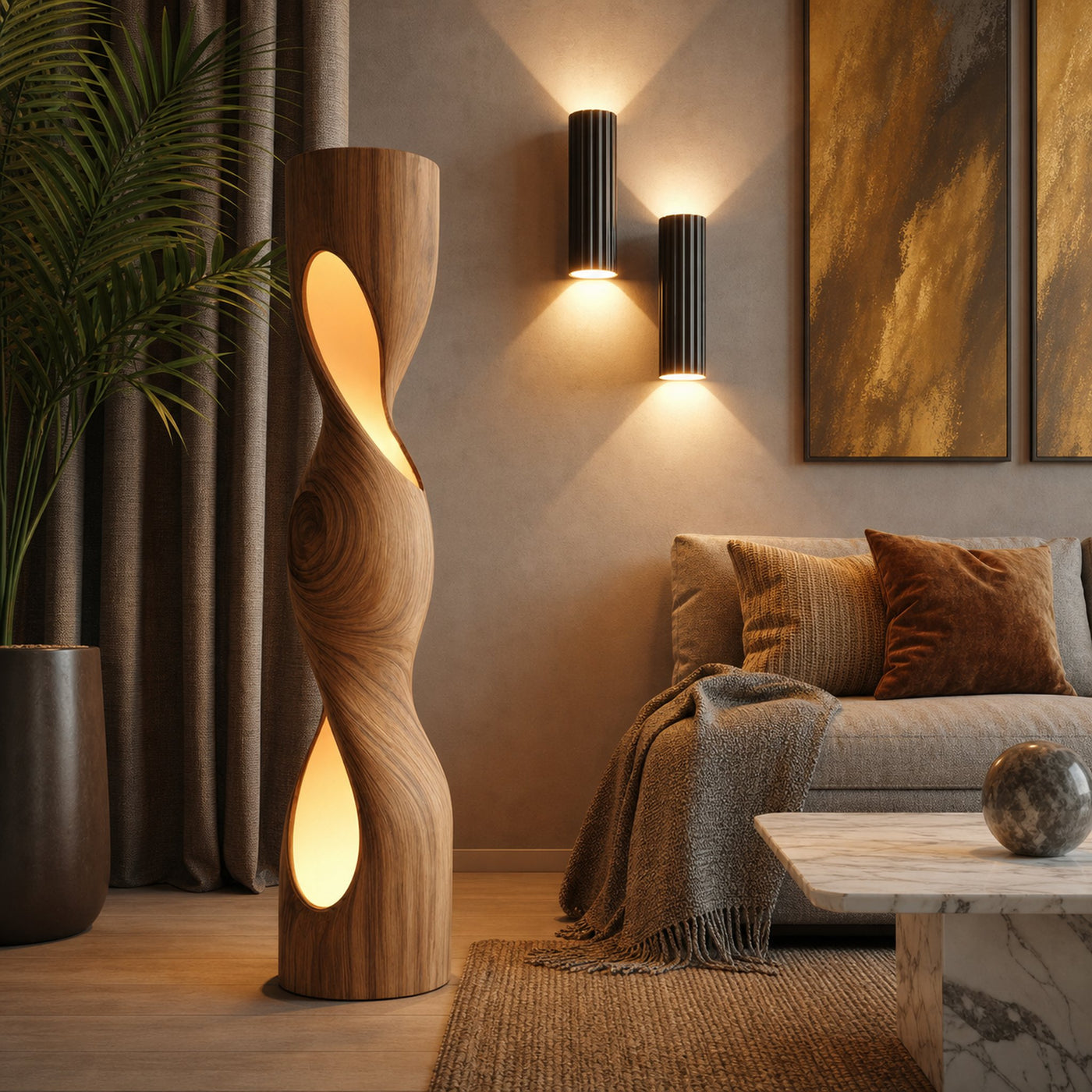 Organic Sculptural Twisted Floor Lamp For Living Room Or Bedroom - product view 6
