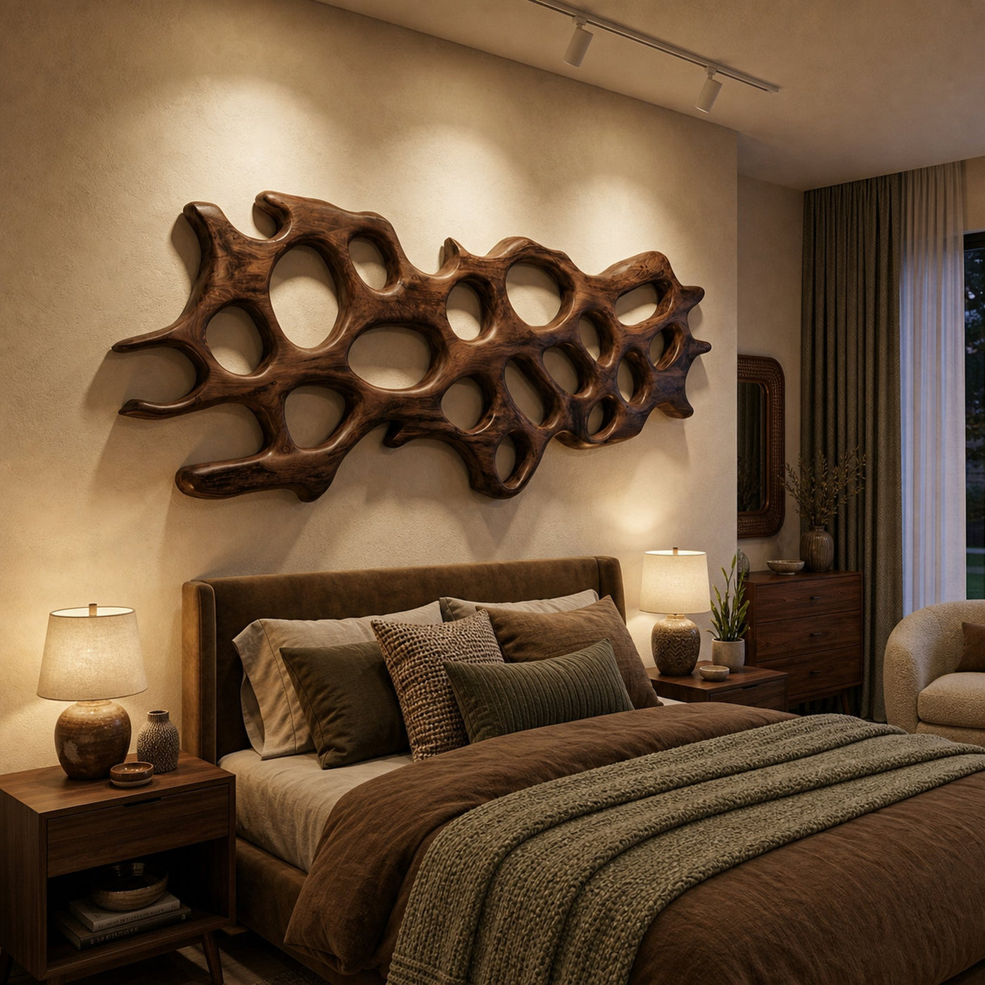 Organic Wall Art Sculpture With Abstract Carving For Living Room - product view 7