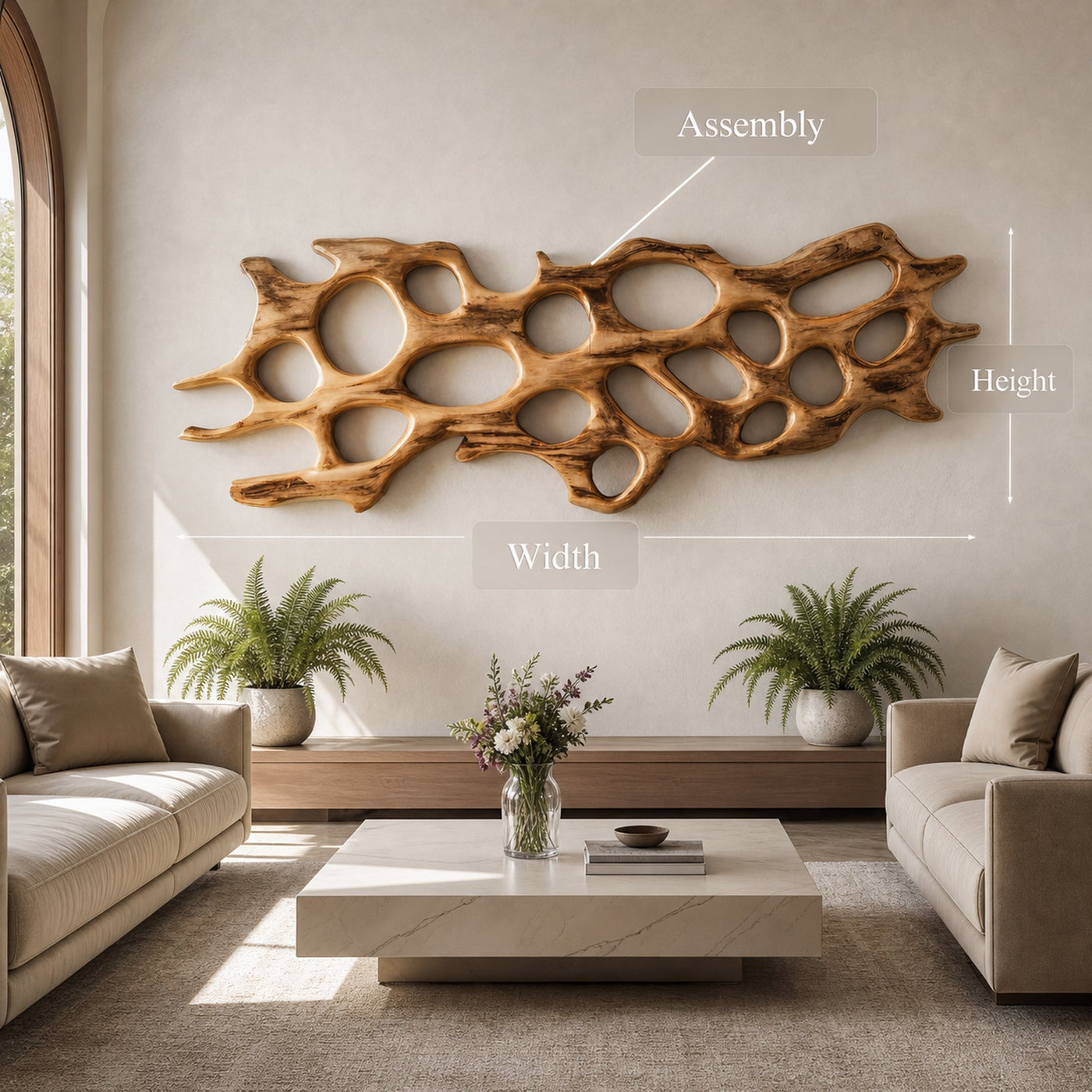 Organic Wall Art Sculpture With Abstract Carving For Living Room - product view 8