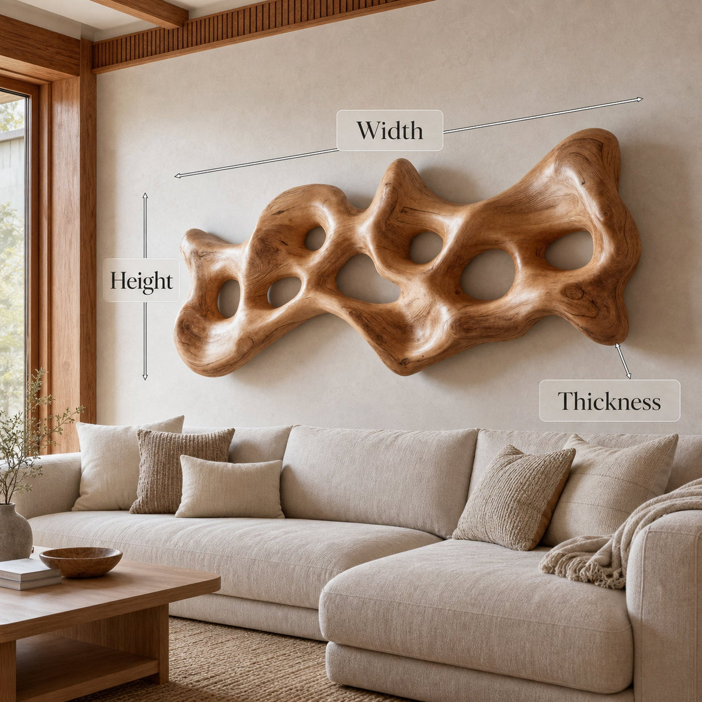 Organic Wall Art Sculpture With Carved Design For Living Room - product view 7