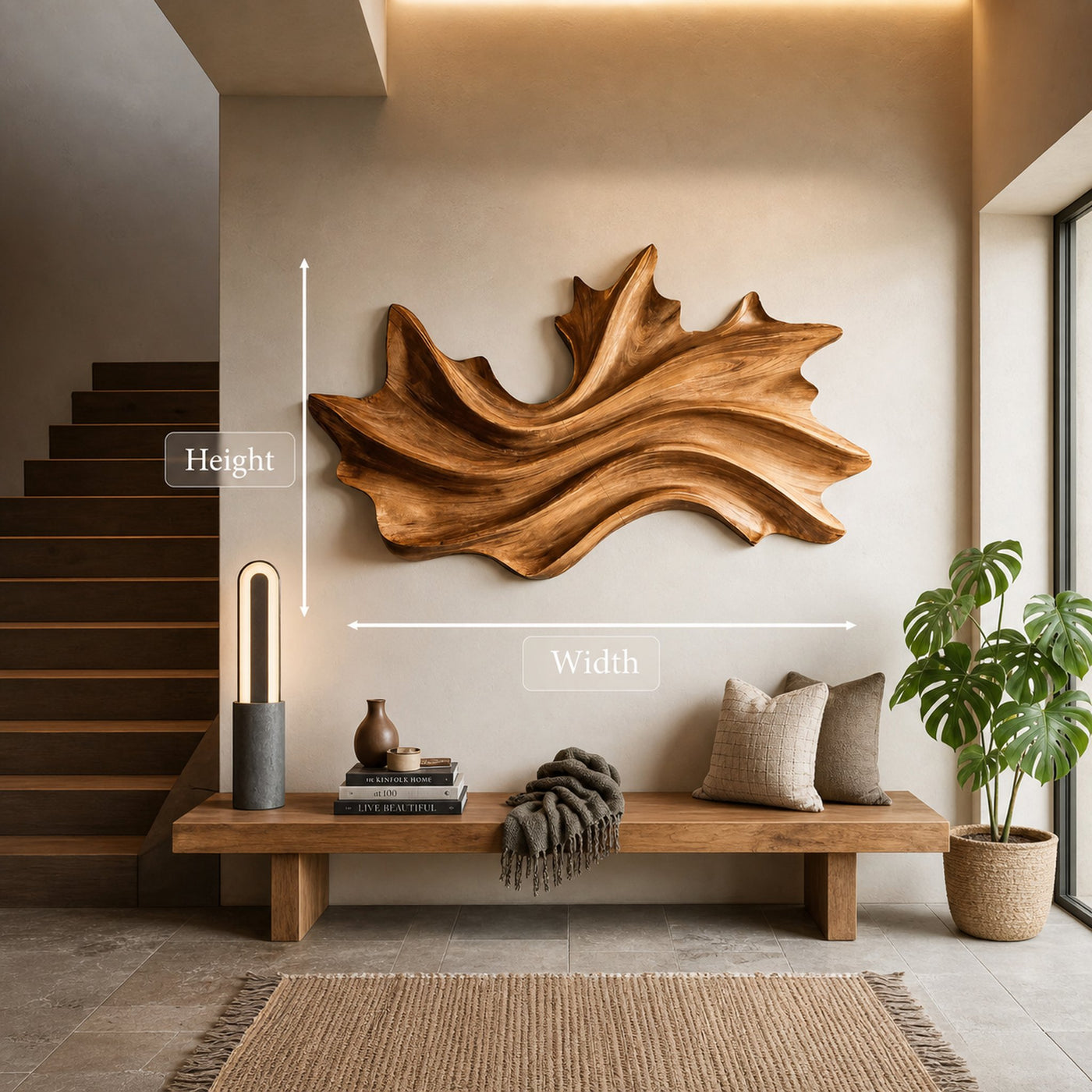 Organic Wall Art With Flowing Wave Design For Entryway - product view 6