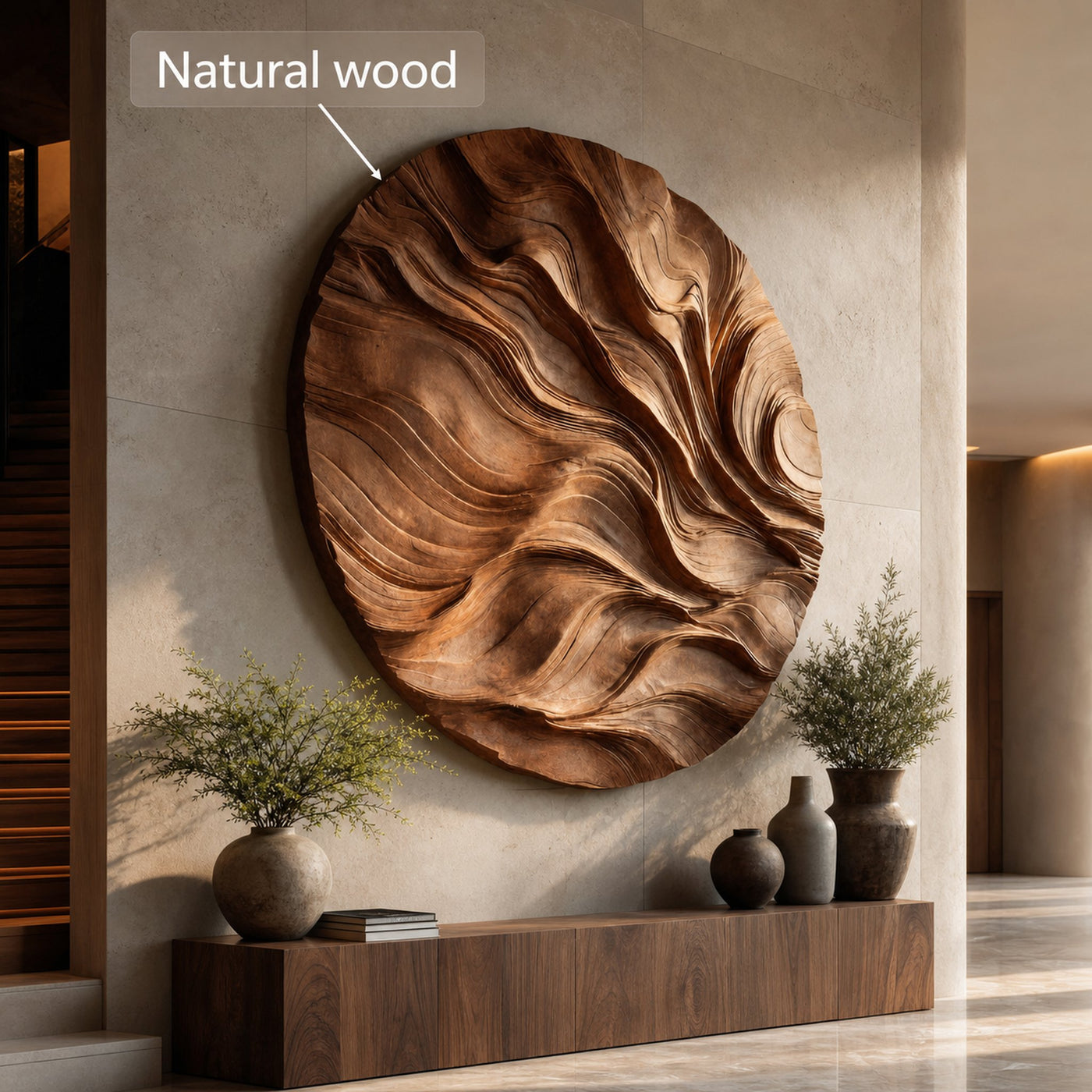 Round Carved Wall Sculpture For Living Room - product view 6