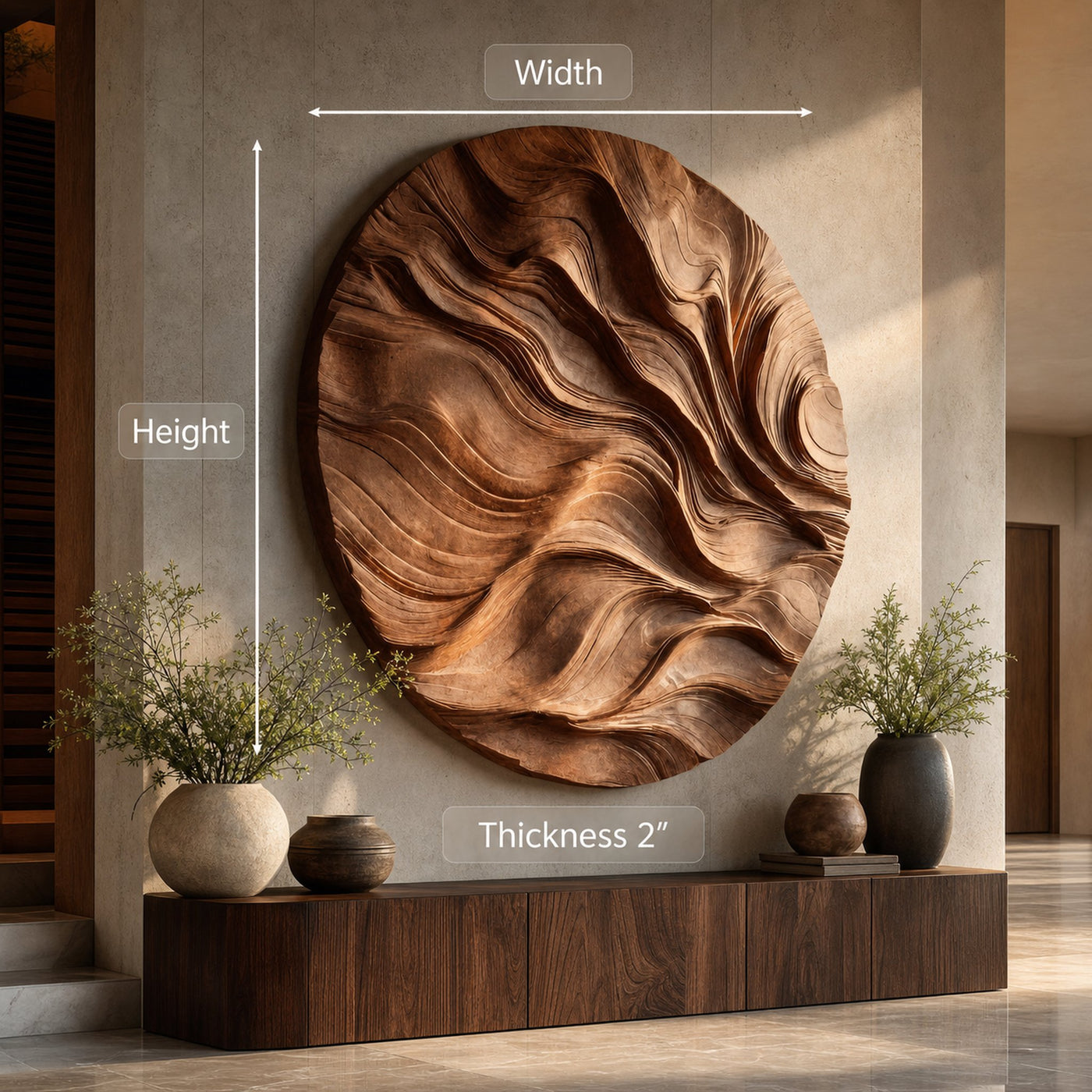 Round Carved Wall Sculpture For Living Room - product view 8