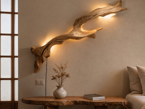 Rustic Driftwood Wall Sconce For Living Room Bedroom And Hallway