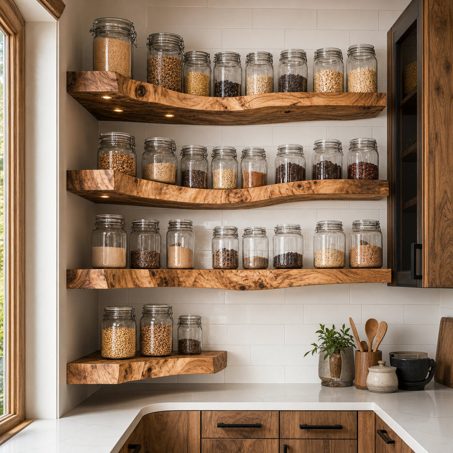 Rustic Handmade Spice Storage Rack For Kitchen Wall