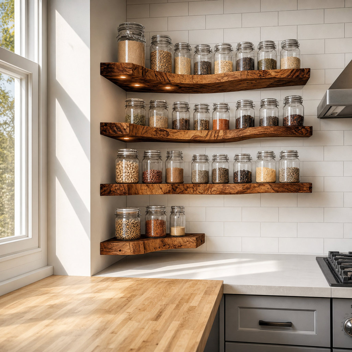 Rustic Handmade Spice Storage Rack For Kitchen Wall - product view 6