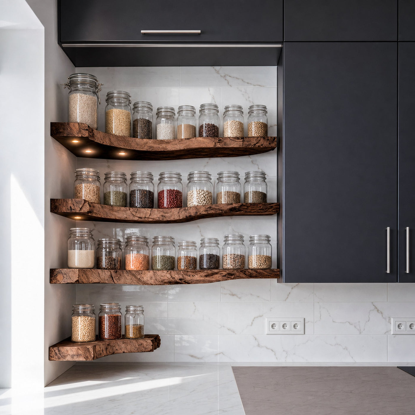 Rustic Handmade Spice Storage Rack For Kitchen Wall - product view 7