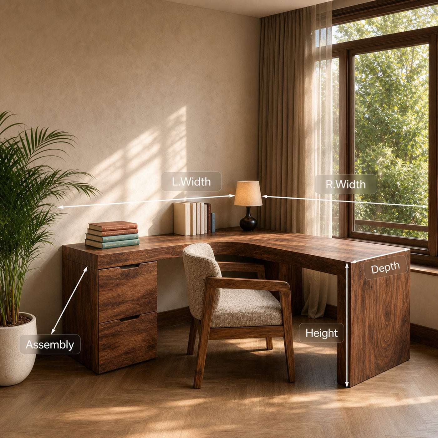 Rustic L Shaped Corner Desk For Home Office - product view 8