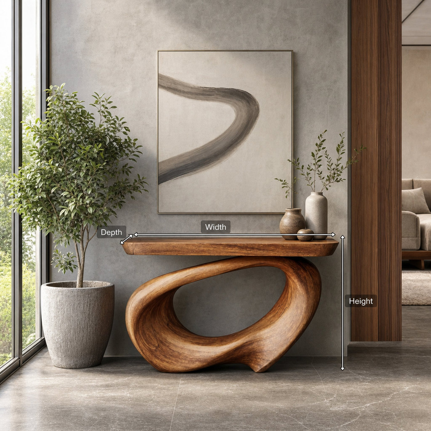 Rustic Live Edge Console Table Entryway Design - product view 8