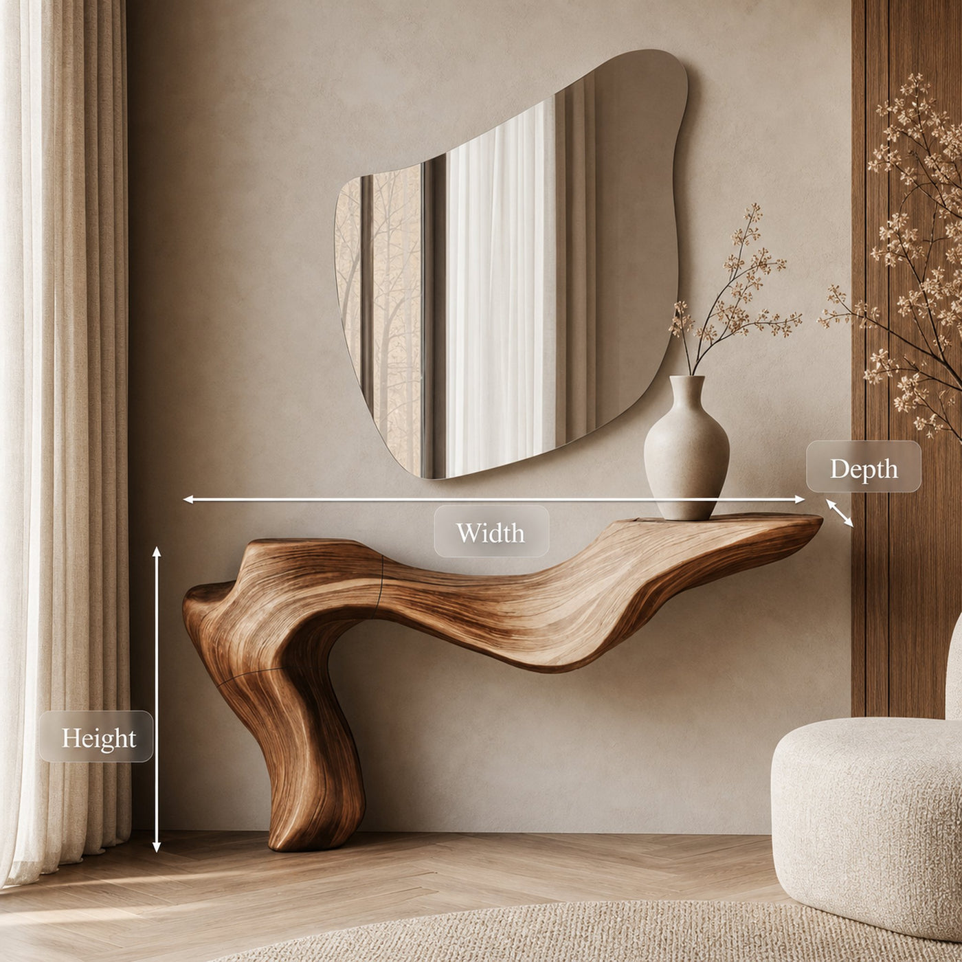 Rustic Live Edge Console Table for Entryway Design Ideas - product view 8