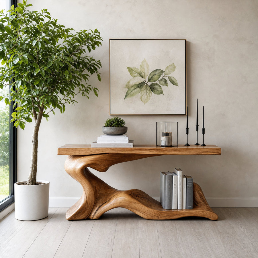Rustic Live Edge Desk Entryway Design