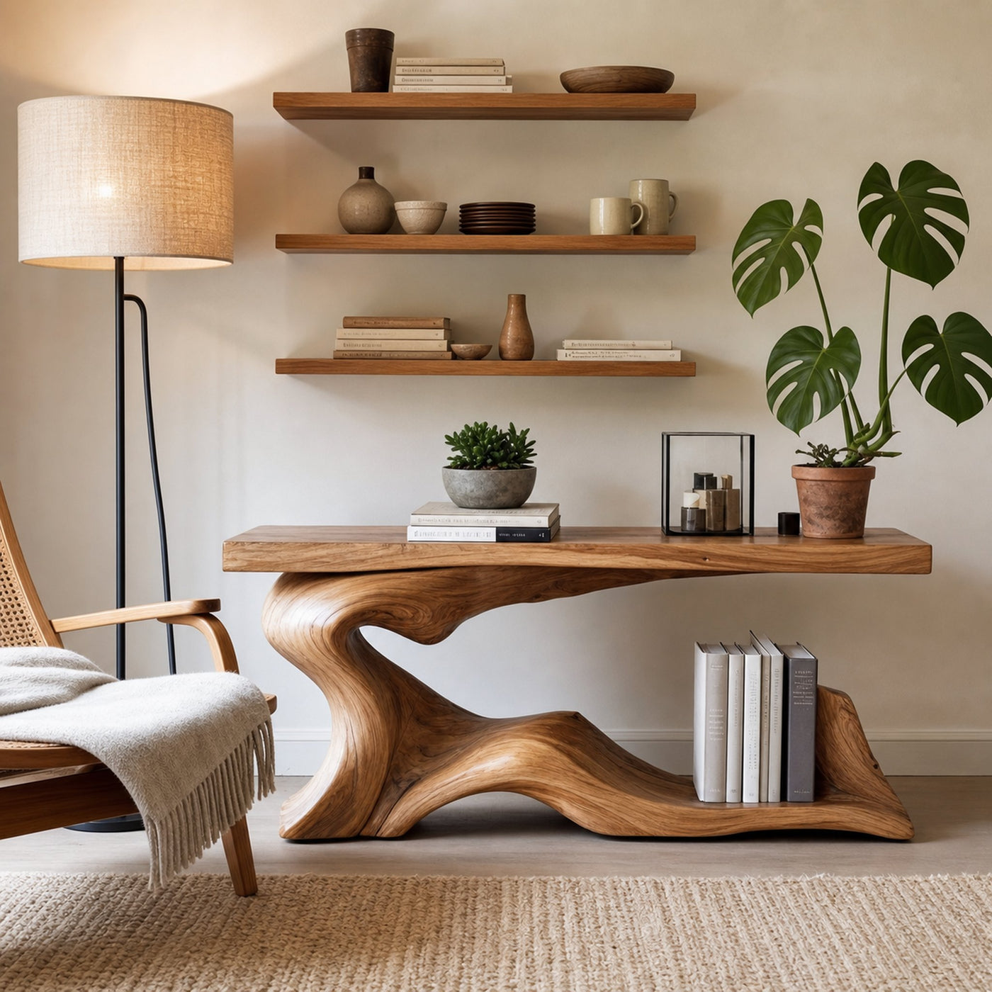 Rustic Live Edge Desk Entryway Design - product view 6