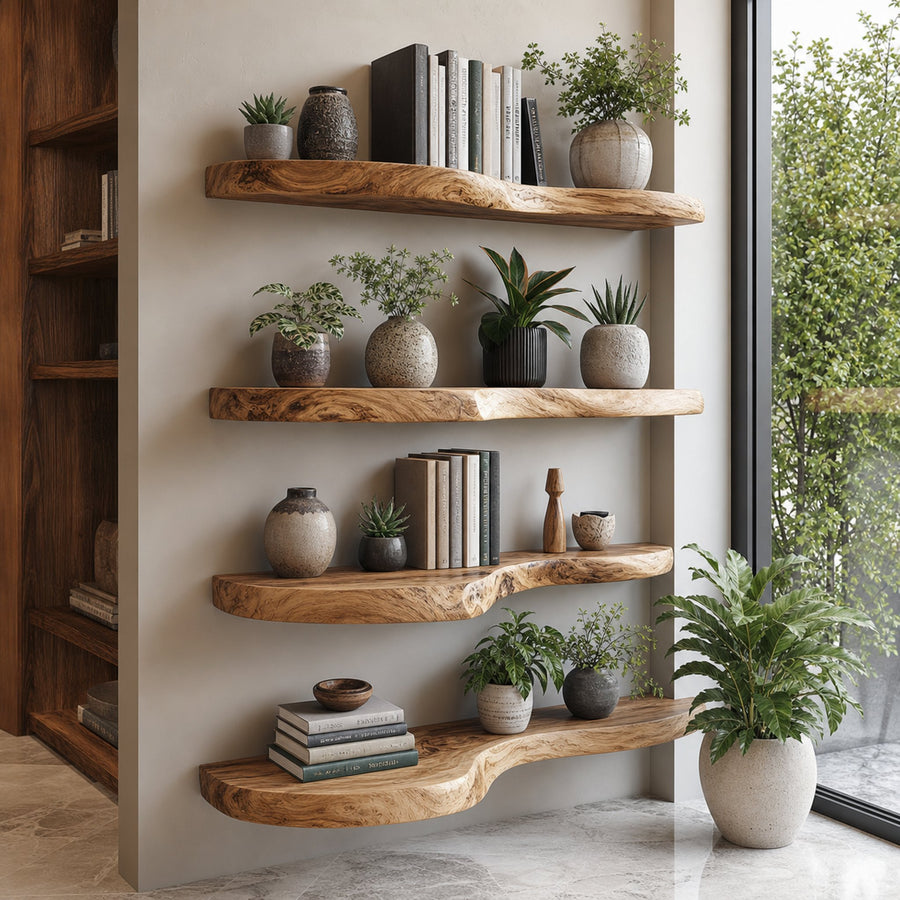 Rustic Live Edge Floating Bookshelf Living Room Or Office