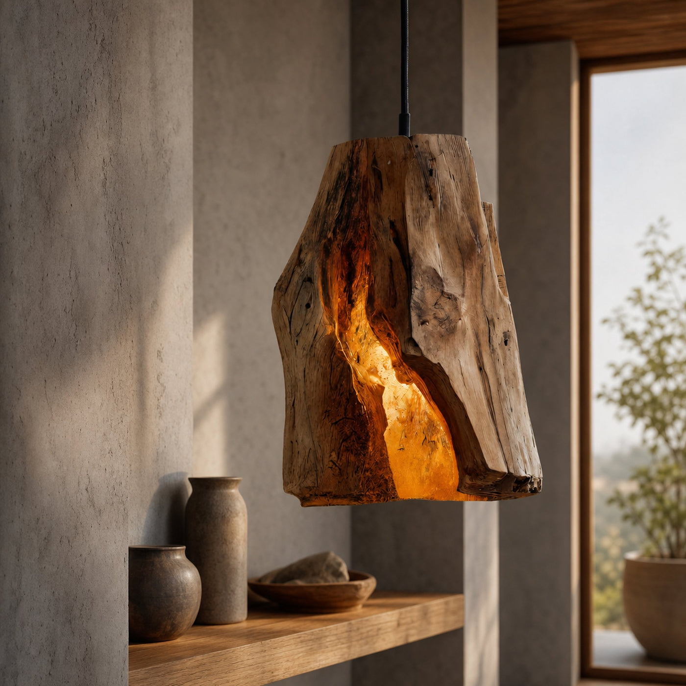 Rustic Organic Pendant Light For Dining Room