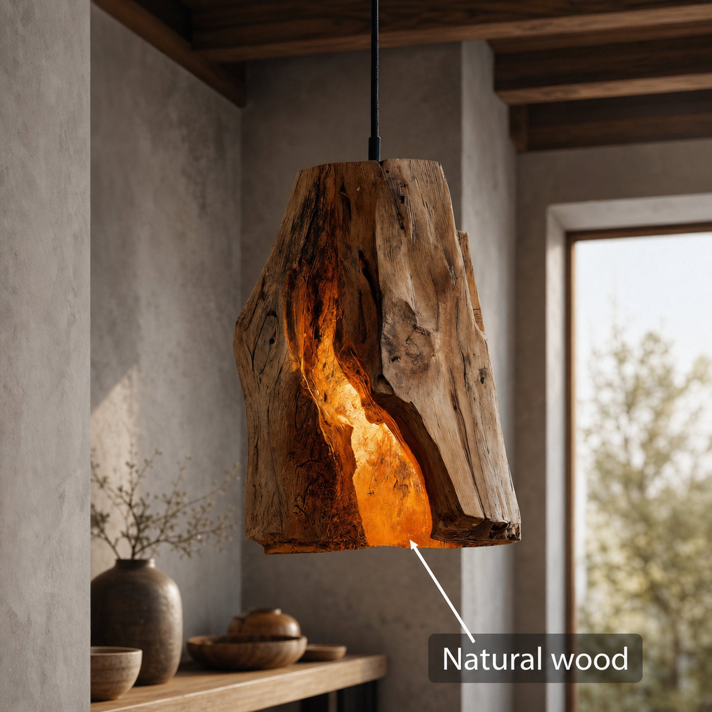 Rustic Organic Pendant Light For Dining Room - product view 6