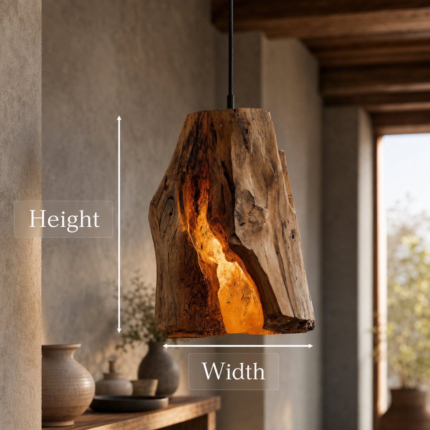 Rustic Organic Pendant Light For Dining Room - product view 8