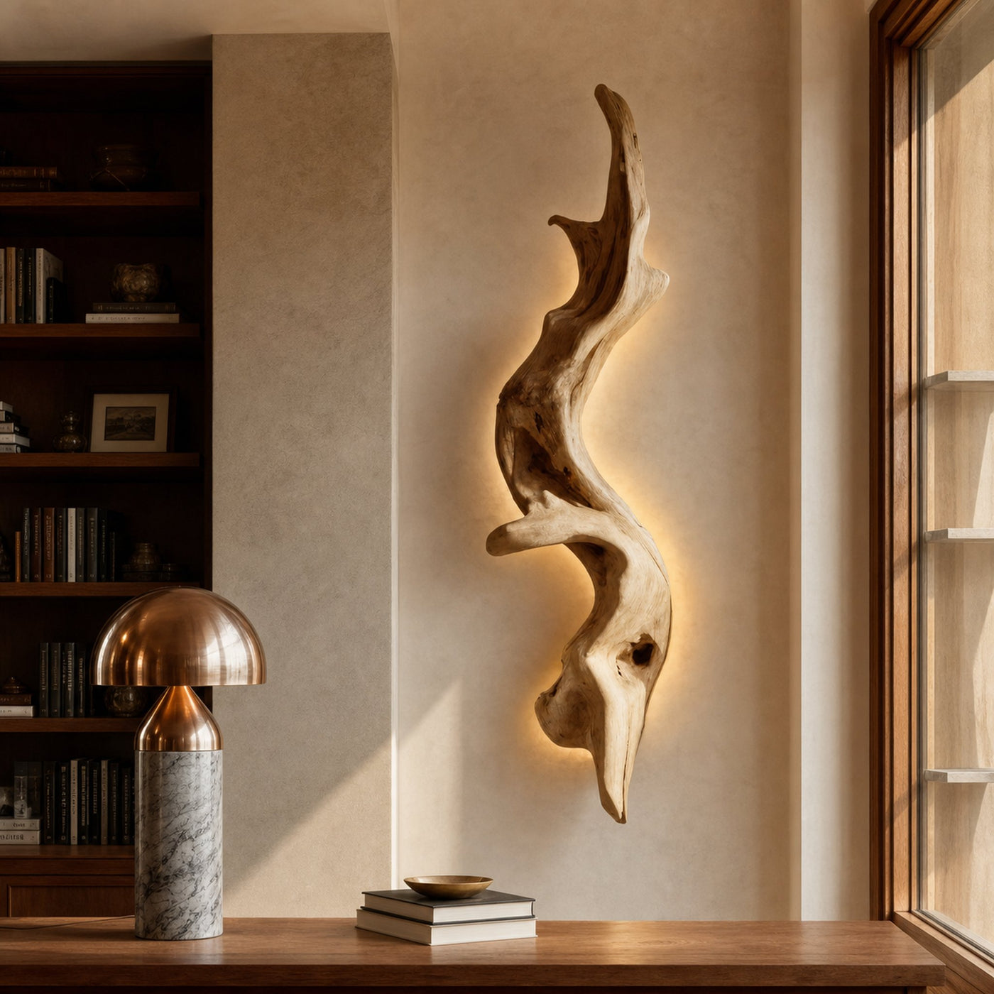 Rustic Organic Wall Lamp Sculpture For Living Room