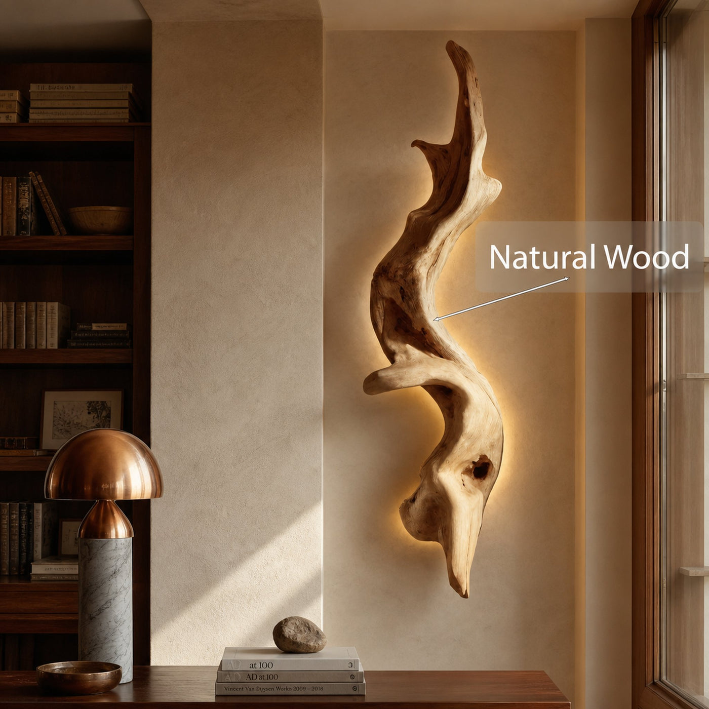 Rustic Organic Wall Lamp Sculpture For Living Room - product view 6