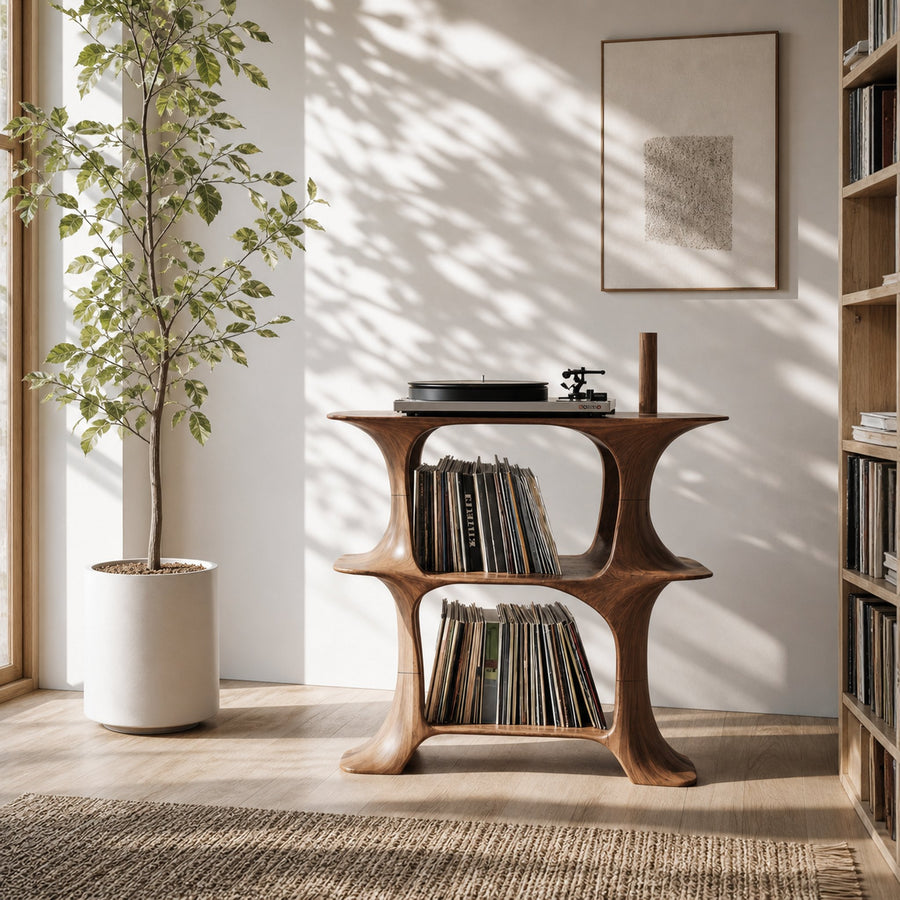 Rustic Record Stand Vintage Living Room Vibe