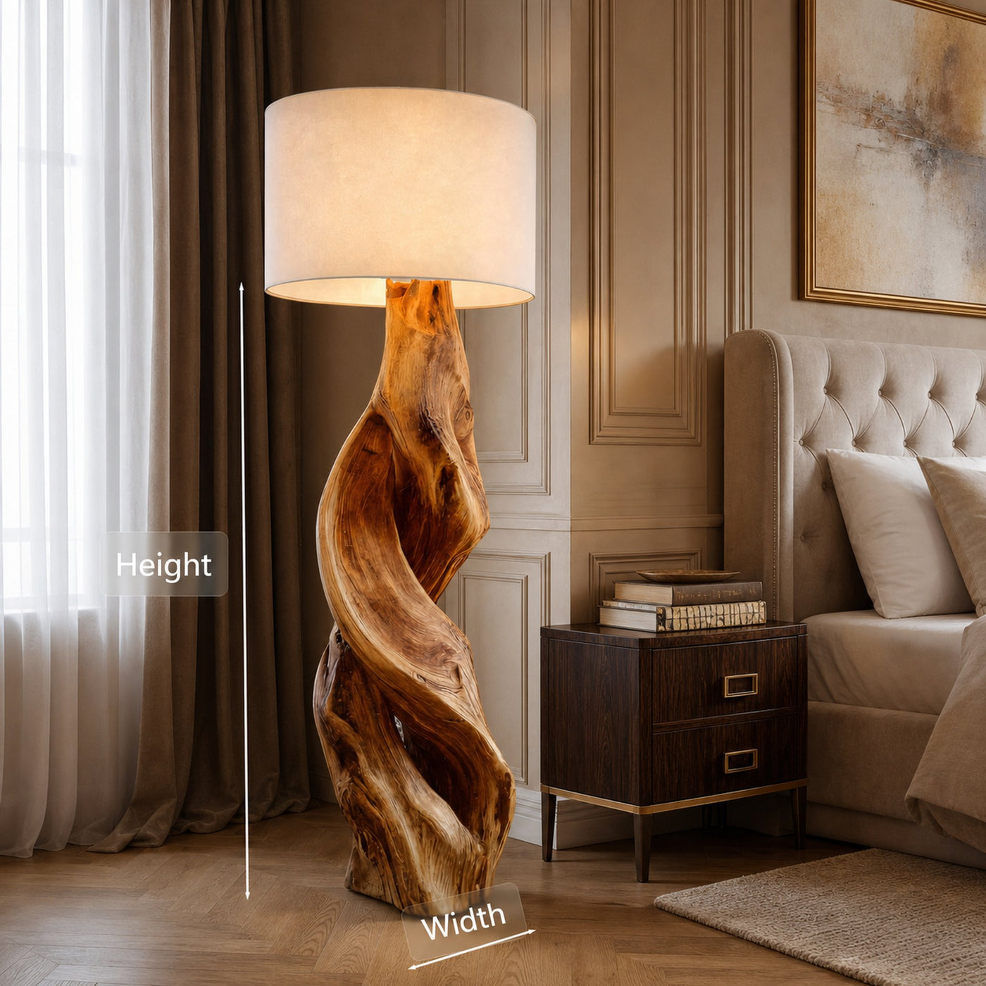 Rustic Sculptural Floor Lamp With Twisted Base For Bedroom - product view 8