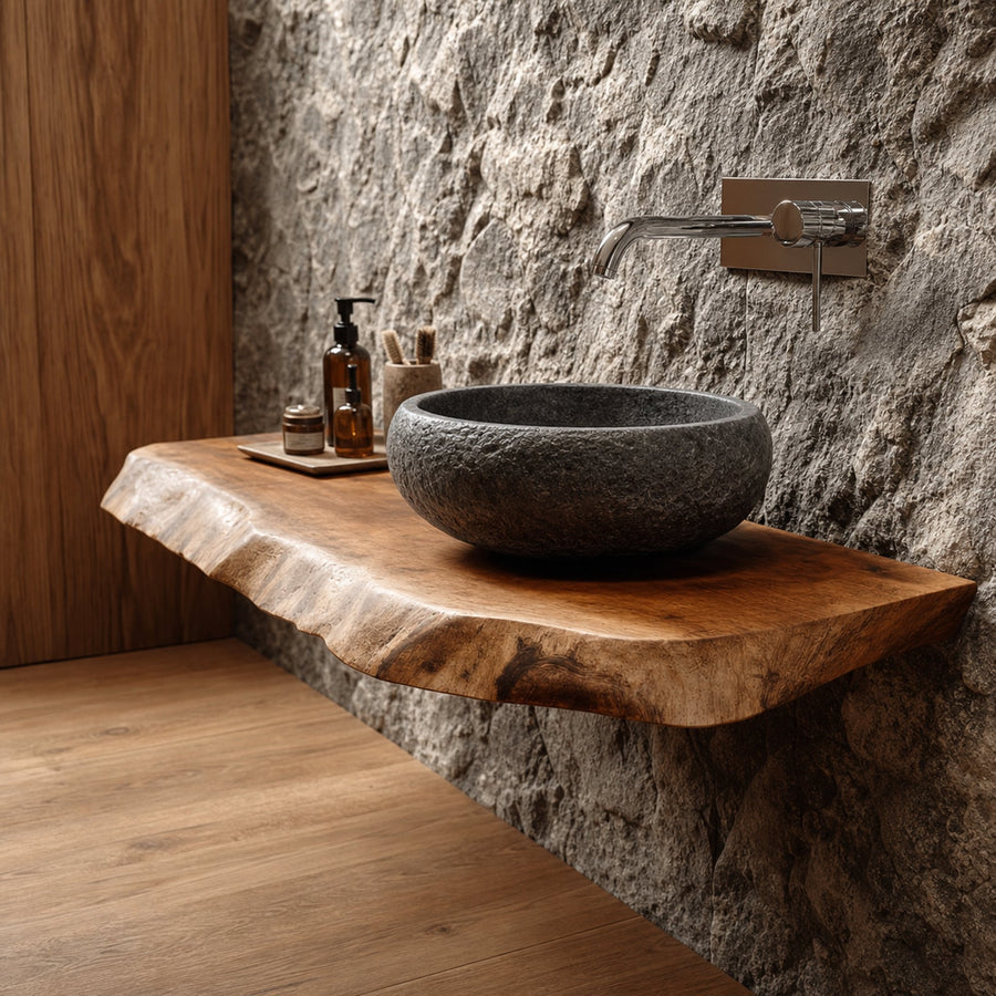 Rustic Shelf Natural Edge Vanity Powder Room