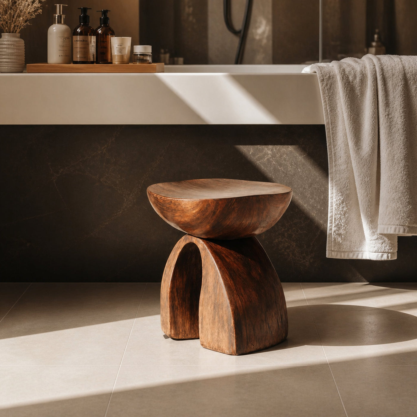 Rustic Shower Bench For Bathroom Seating And Decor