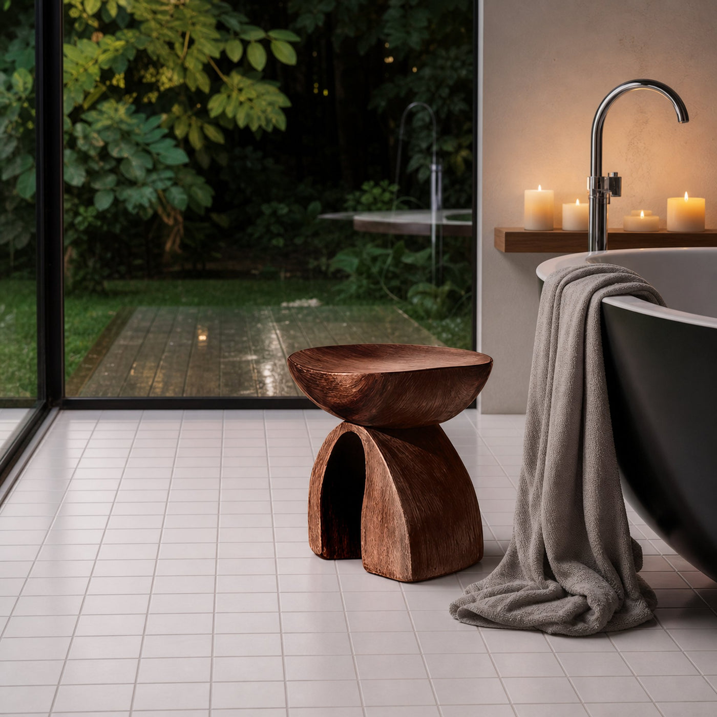 Rustic Shower Bench For Bathroom Seating And Decor - product view 7