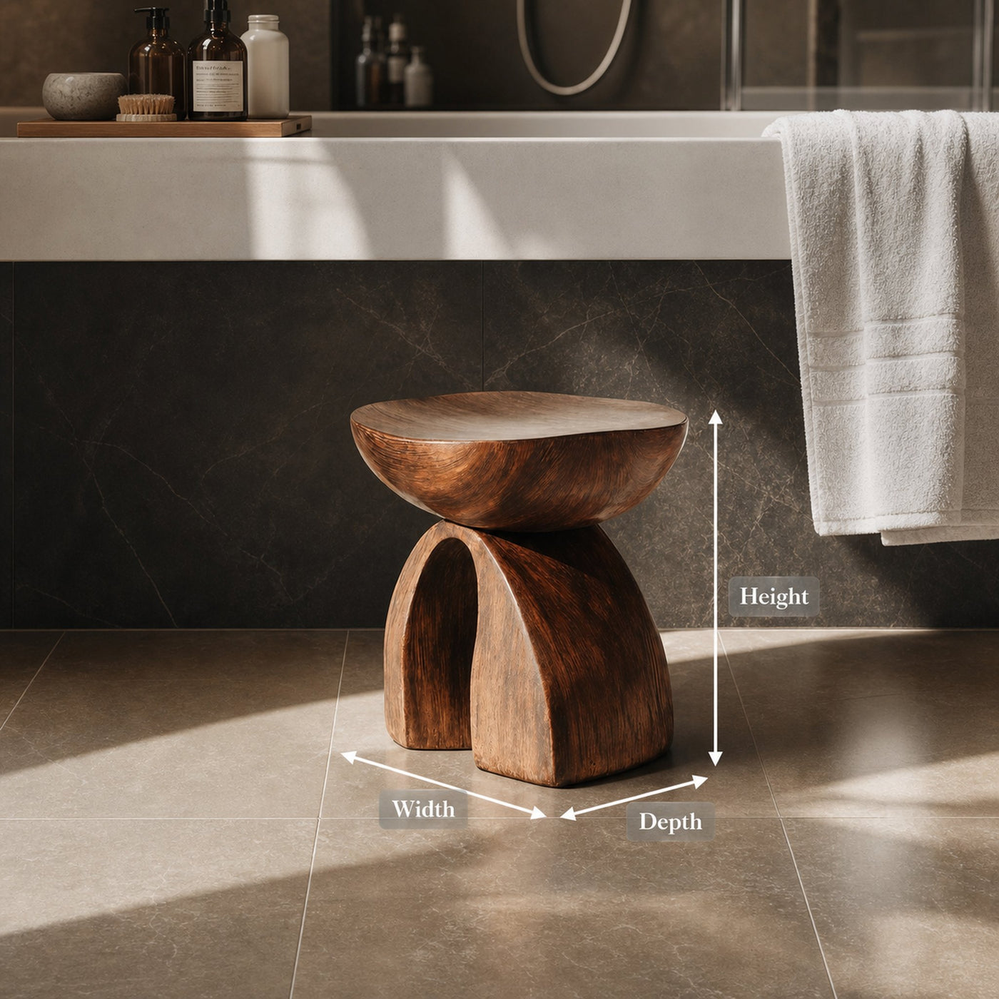 Rustic Shower Bench For Bathroom Seating And Decor - product view 8