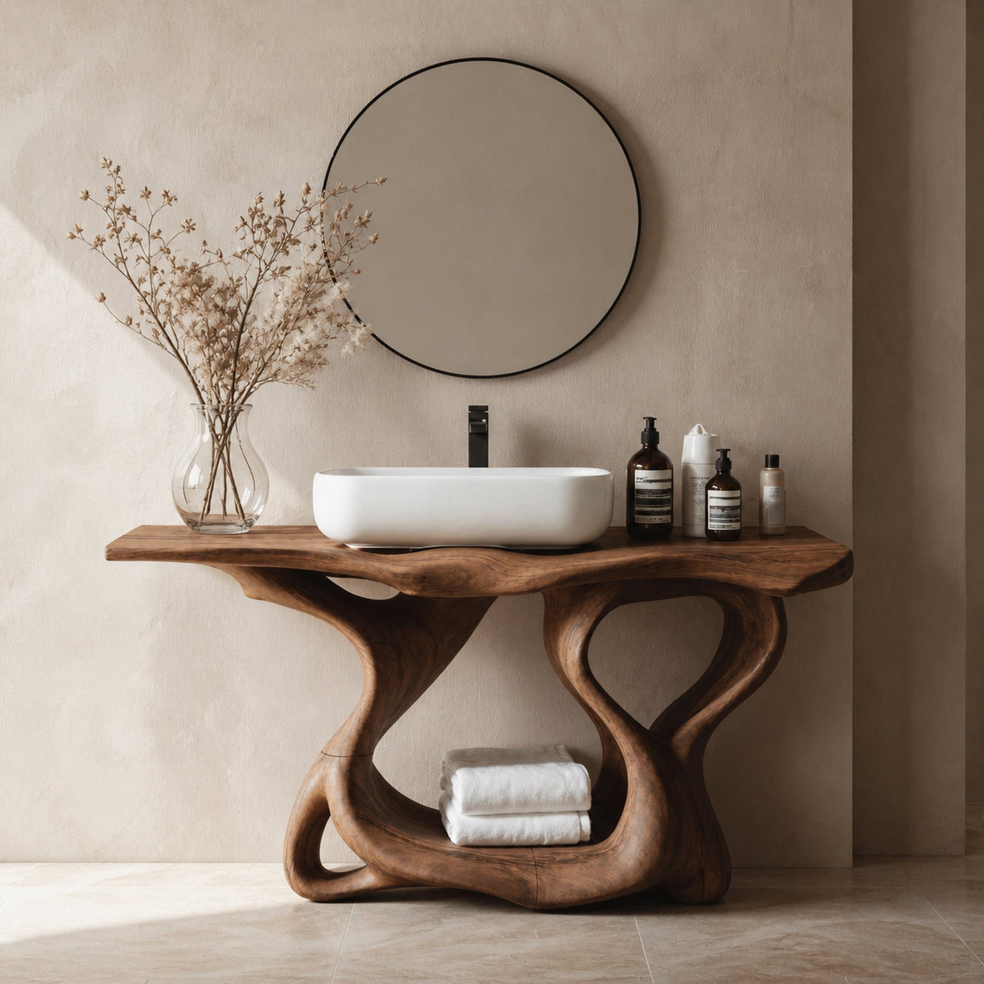 Rustic Solid Wood Vanity For Bathroom Furniture Decor