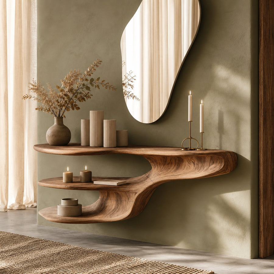 Rustic Solid Wood Vanity For Bedroom Makeup Organization