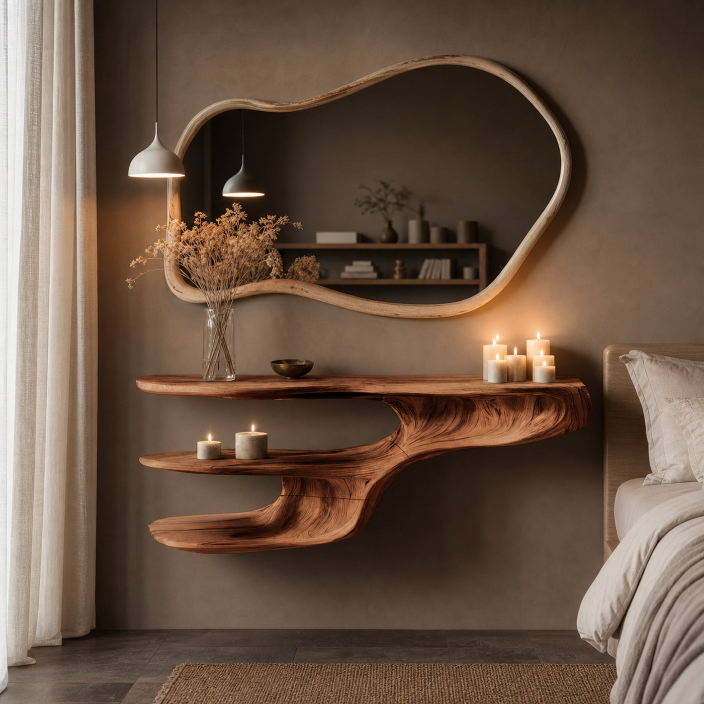 Rustic Solid Wood Vanity For Bedroom Makeup Organization - product view 6