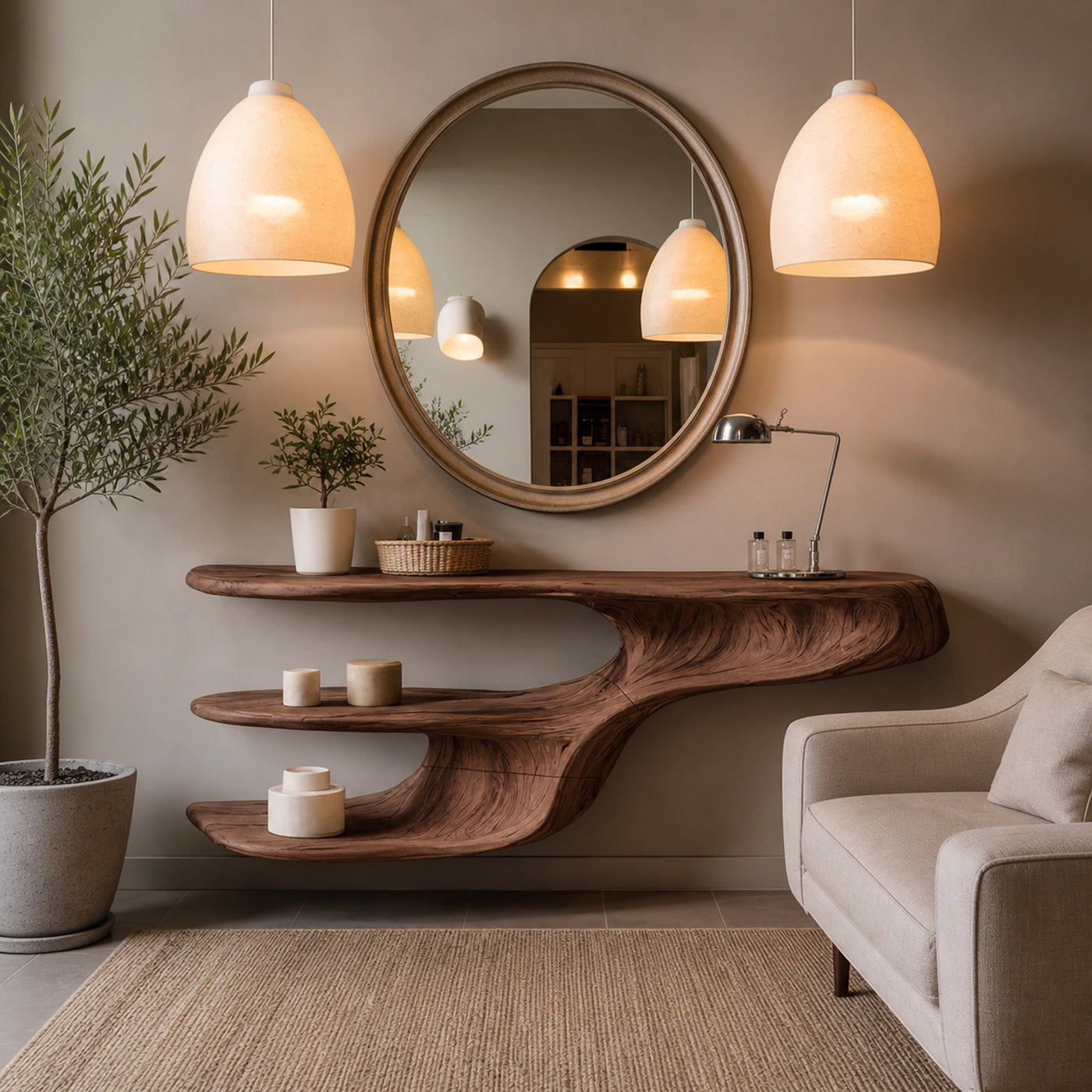 Rustic Solid Wood Vanity For Bedroom Makeup Organization - product view 7