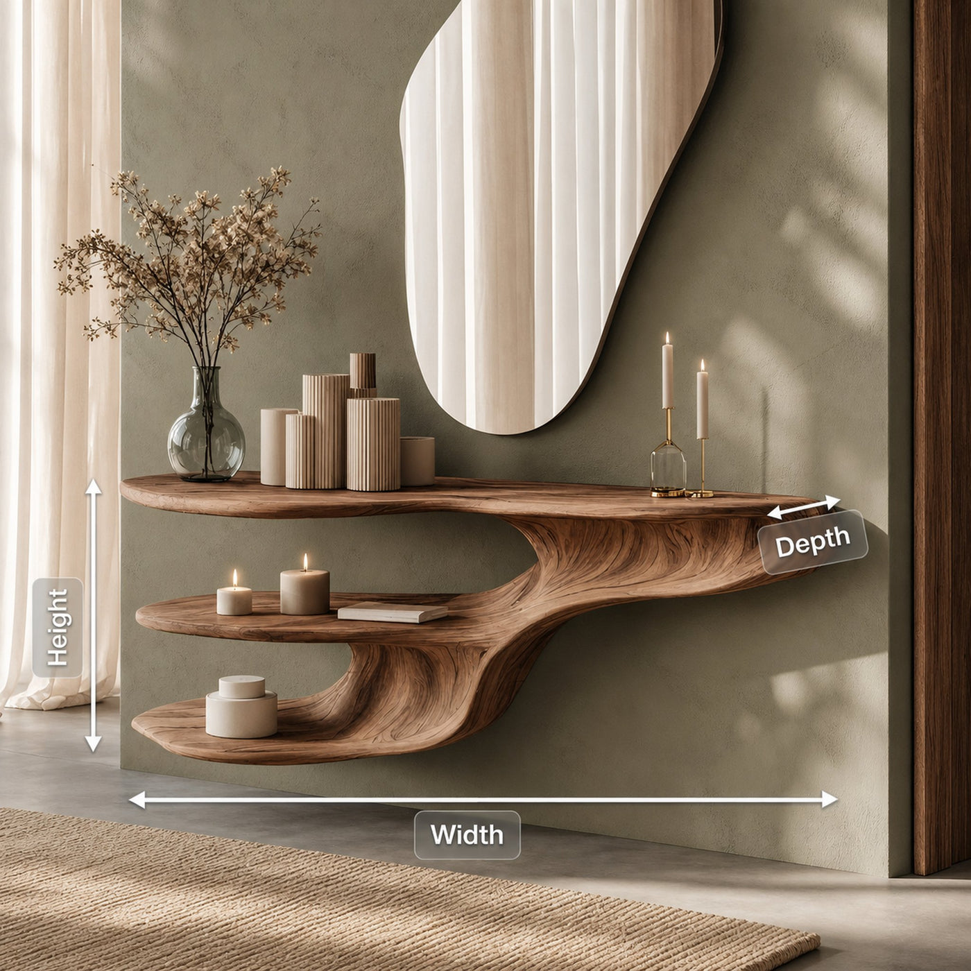 Rustic Solid Wood Vanity For Bedroom Makeup Organization - product view 8