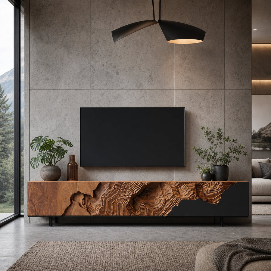 Rustic TV Console Stand For Living Room Design