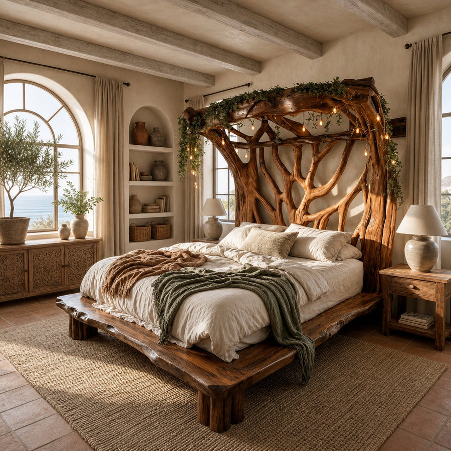 Rustic Tree Bed Modern Bedroom