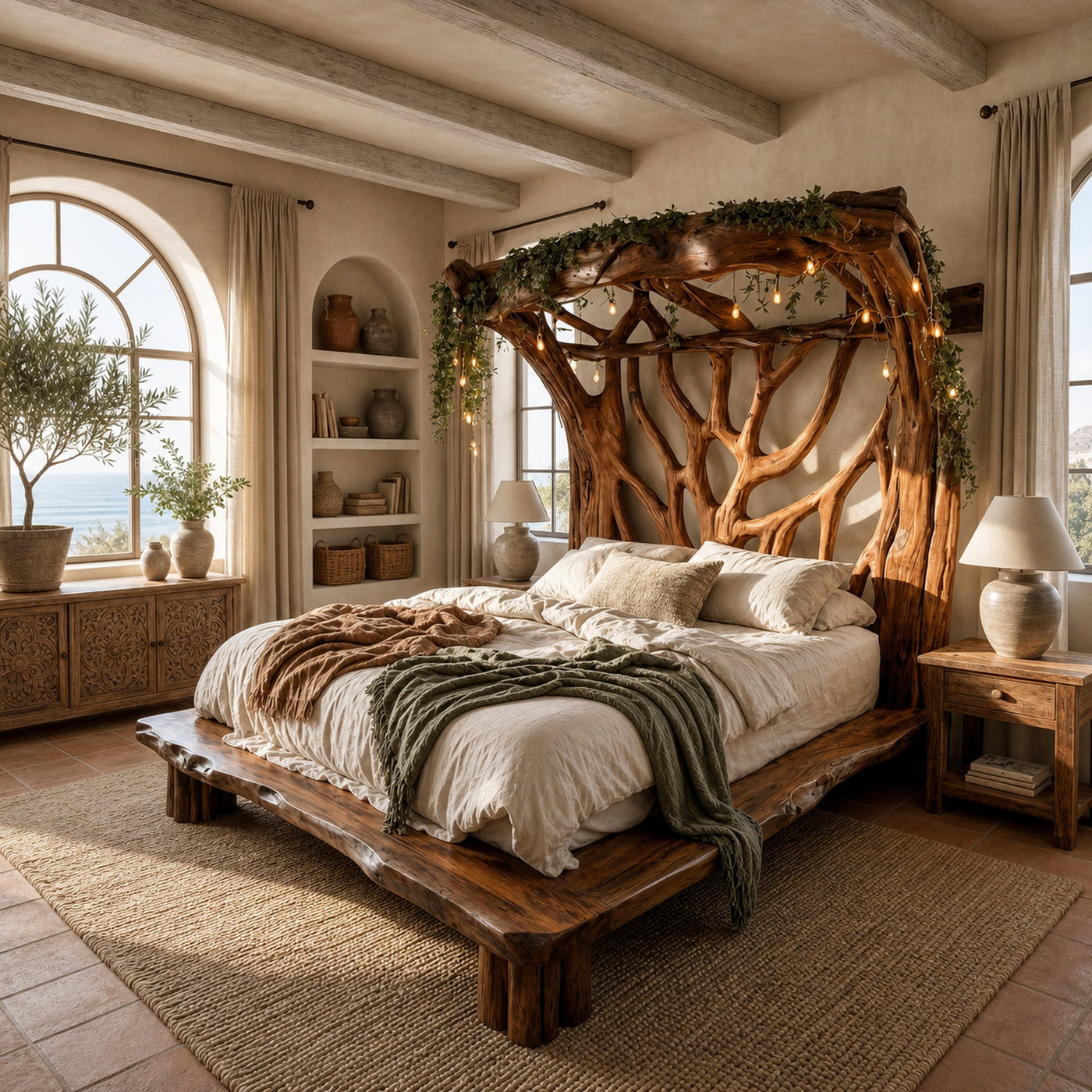 Rustic Tree Bed Modern Bedroom
