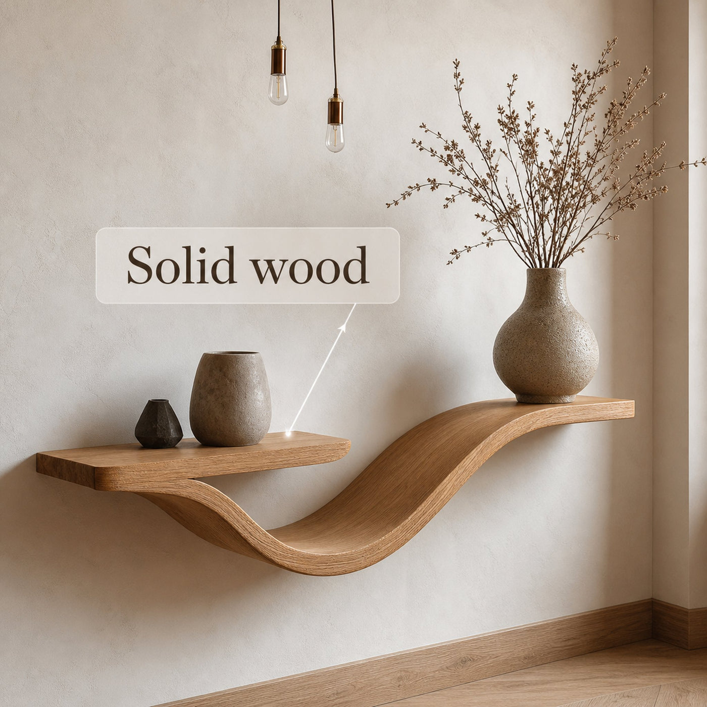 Rustic Wavy Floating Shelf Live Edge Decorative For Living Room - product view 6